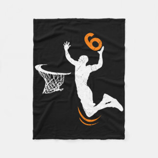 6 Year Old Bysketbyll Dunk 6th Birthday Party Boys Fleece Blanket