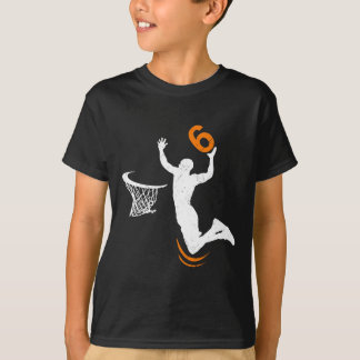6 Year Old Bysketbyll Dunk 6th Birthday Party Boys T-Shirt