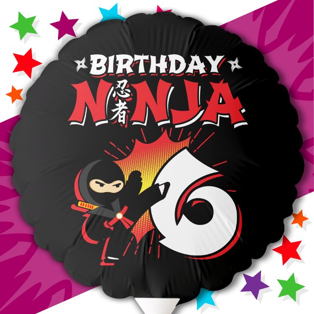 6 Year Old Comic Book Style Ninja 6th Birthday Balloon (Creator Uploaded)