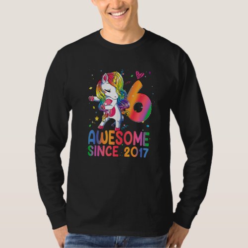 6 Year Old Gifts Girls Teens Dabbing Unicorn 6th B T_Shirt