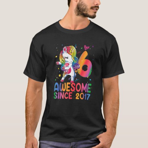 6 Year Old Gifts Girls Teens Dabbing Unicorn 6th B T_Shirt