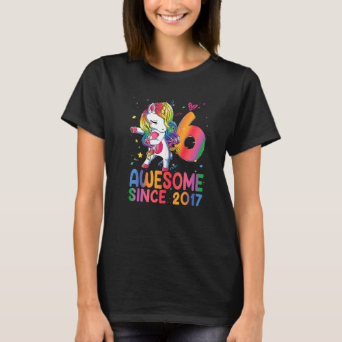 6 Year Old Gifts Girls Teens Dabbing Unicorn 6th B T_Shirt