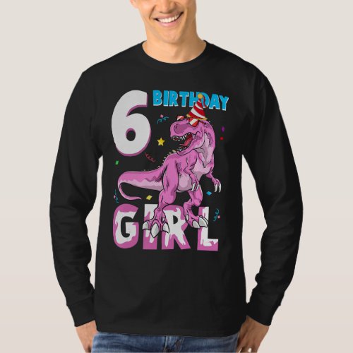 6 Year Old Gifts Party 6th Birthday Girl Teen dino T_Shirt