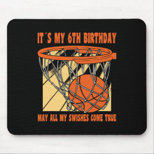 6 Year Old Happy 6th Birthday Basketball 6th Birth Mouse Pad