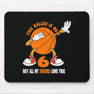6 Year Old Happy 6th Birthday Basketball 6th Birth Mouse Pad