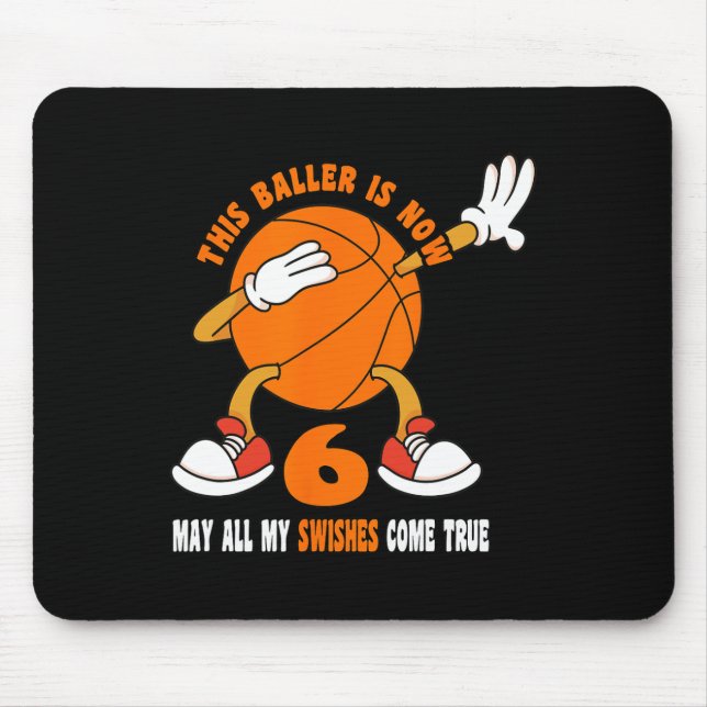 6 Year Old Happy 6th Birthday Basketball 6th Birth Mouse Pad (Front)