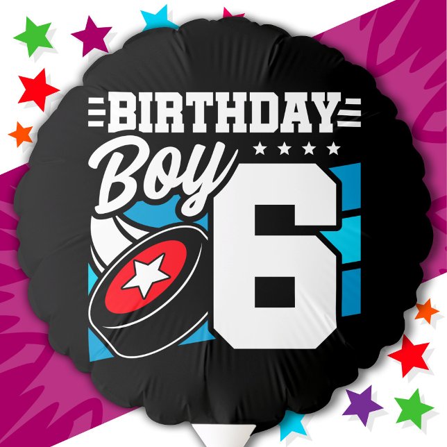 6 Year Old Hockey Party Theme 6th Birthday Boy Balloon (Creator Uploaded)