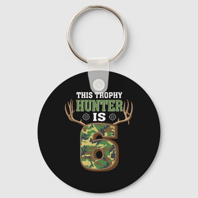 6 Year Old Hunting 6th Birthday Party Deer Hunter  Keychain (Front)