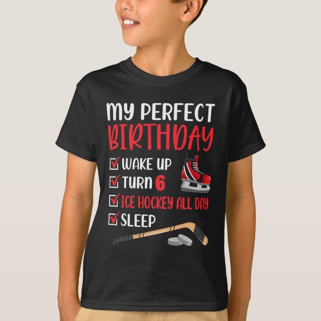 6 Year Old Ice Hockey Birthday Party 6th Boy Bday  T-Shirt (Front)