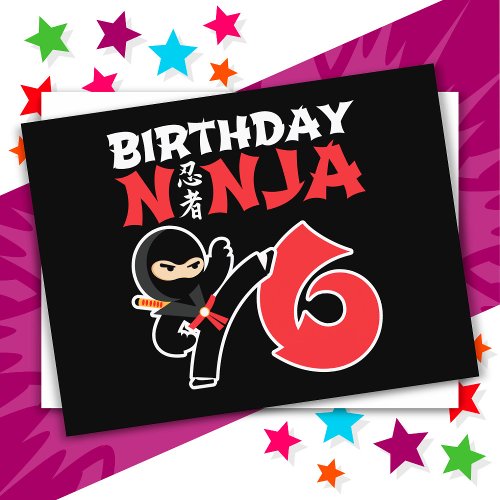 6 Year Old Karate Ninja Party Kids 6th Birthday Postcard