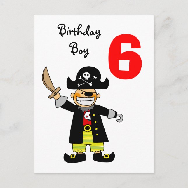 6 year old pirate boy postcard (Front)