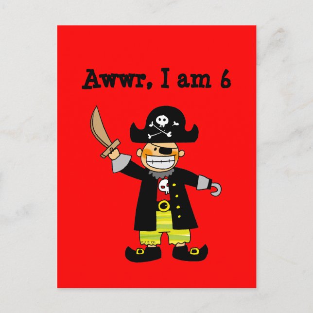 6 year old pirate boy postcard (Front)