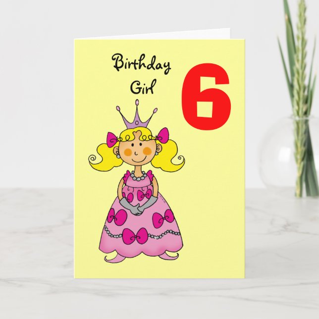 6 year old princess (blonde hair) card (Front)