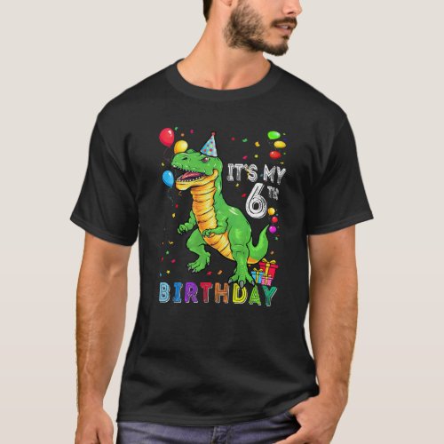6 Year Old Shirt Boy Dino T Rex Dinosaur 6th Birth
