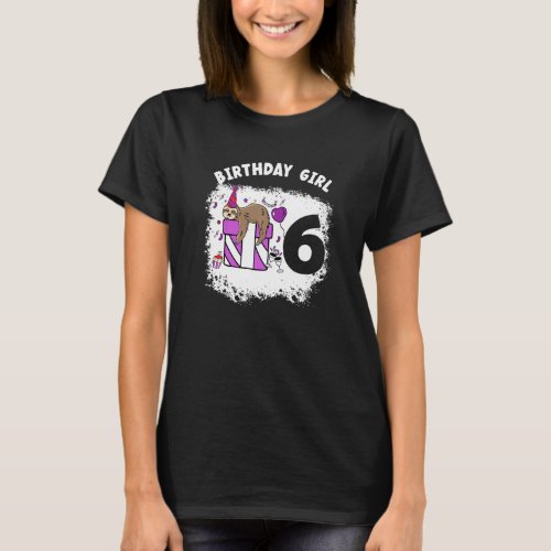 6 Year Old Sloth Girl Party Sloth Lover 6rd Birthd T_Shirt