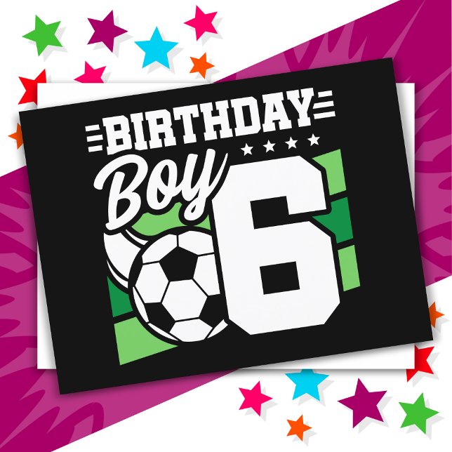 6 Year Old Soccer Football Party 6th Birthday Boy Postcard (Creator Uploaded)