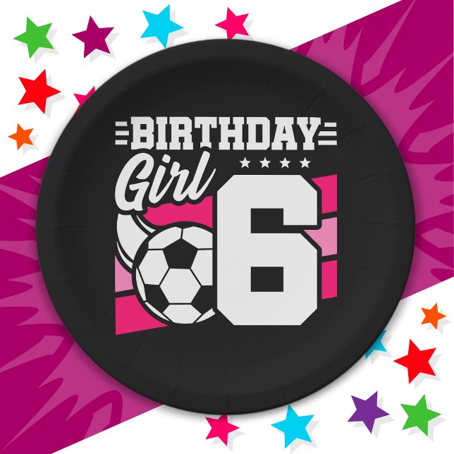 6 Year Old Soccer Football Party 6th Birthday Girl Paper Plates (Creator Uploaded)
