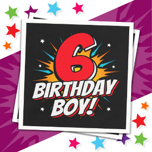 6 Year Old Superhero Birthday Boy 6th Birthday Napkins