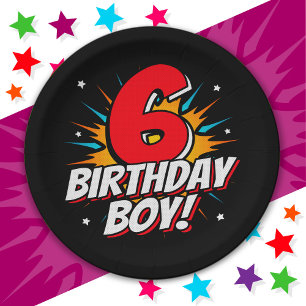 6 Year Old Superhero Birthday Boy 6th Birthday Paper Plates