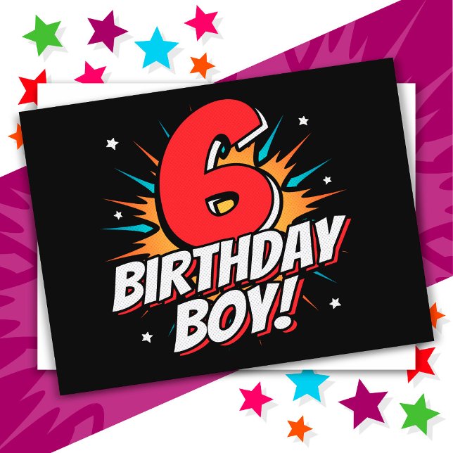 6 Year Old Superhero Birthday Boy 6th Birthday Postcard (Creator Uploaded)