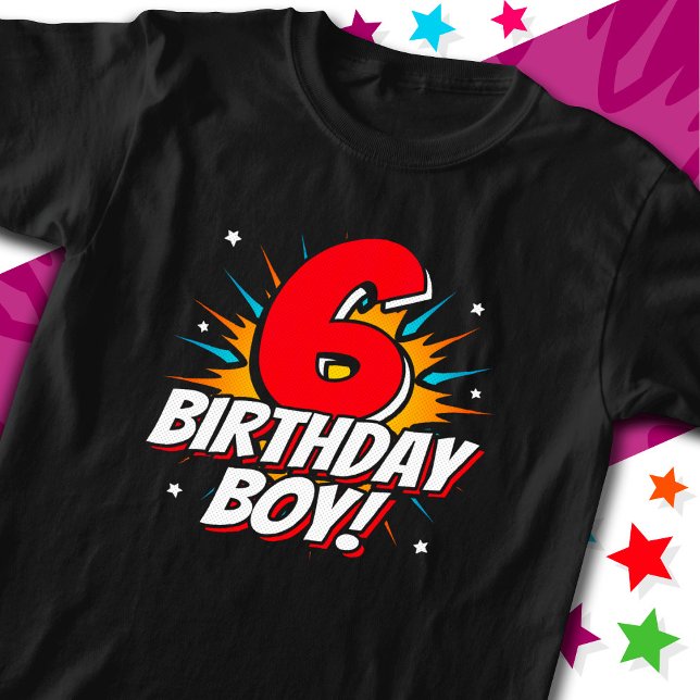 6 Year Old Superhero Birthday Boy 6th Birthday T-Shirt (Creator Uploaded)