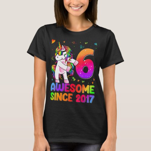 6 Year Old Unicorn Flossing 6th Birthday Girl Unic T_Shirt