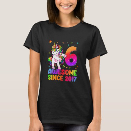 6 Year Old Unicorn Flossing 6th Birthday Girl Unic T_Shirt