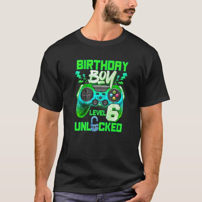 6 Year Old Video Games Gaming Level 6 Birthday Boy T-Shirt (Front)