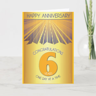 6 Year Sober Anniversary   Golden Ray 12 Step  Card