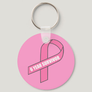 6 Year Survivor (Breast Cancer Pink Ribbon) Keychain