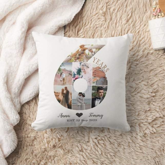 6 Year Wedding Anniversary Throw Pillow (Blanket)
