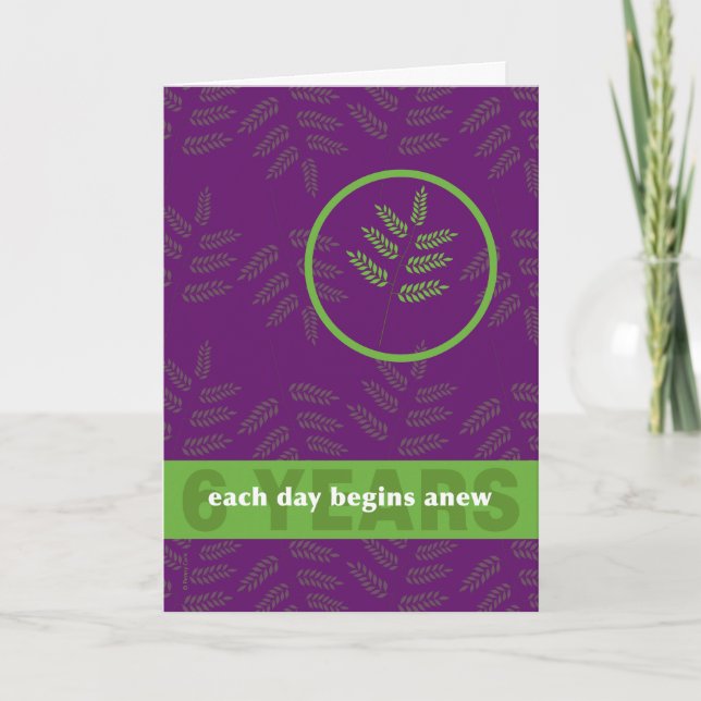 6 Years Addiction Recovery Drugs Alcohol Card (Front)