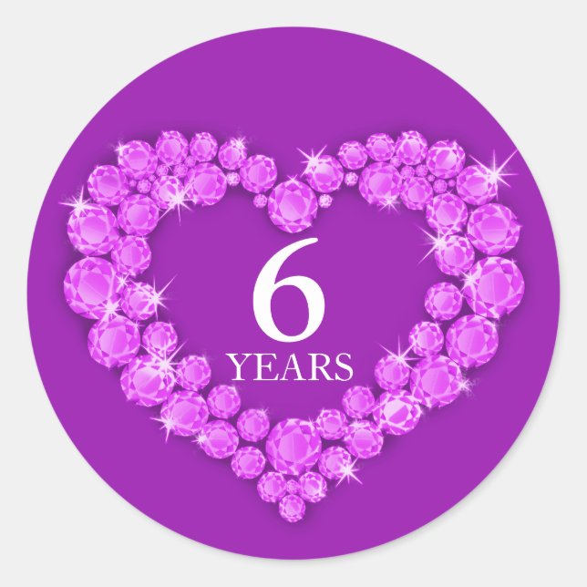 6 years amethyst anniversary heart sticker (Front)