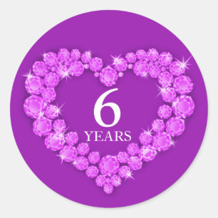 6 years amethyst anniversary heart sticker