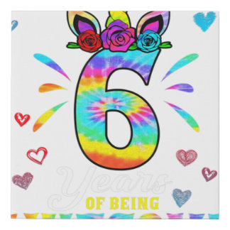 6 Years of being awesome 6th birthday girl unicorn Faux Canvas Print