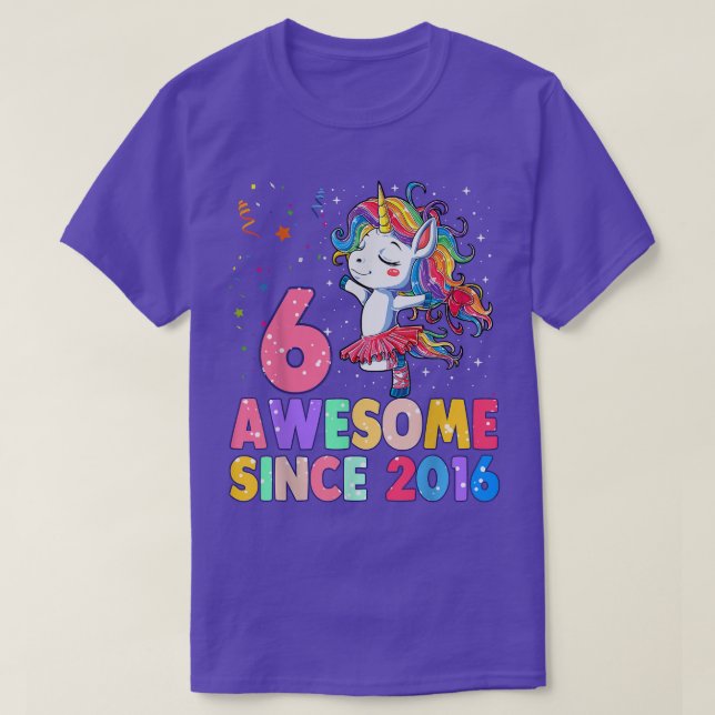 6 Years Old 6th Birthday Ballet Unicorn Girl Since T-Shirt (Design Front)