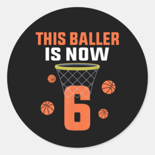 6 Years Old 6th Birthday Basketball Gift For Boys  Classic Round Sticker