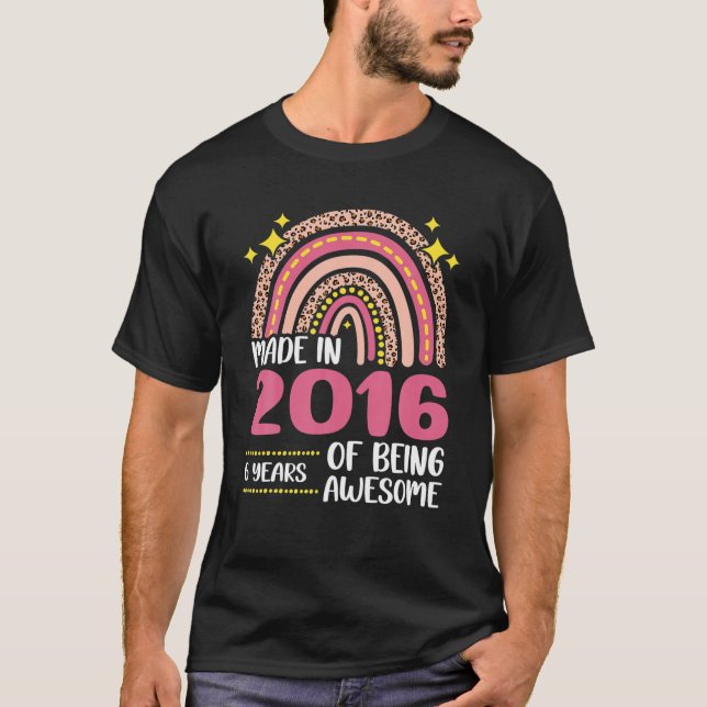 6 Years Old 6Th Birthday Born In 2016 Women Girls T-Shirt (Front)
