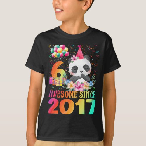 6 Years Old 6th Birthday Panda Unicorn Girl Party  T_Shirt