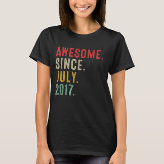 6 Years Old Awesome Since July 2017 6th Birthday T-Shirt