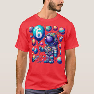 6 Years Old Birthday Boy Gifts Astronaut 6th Birth T-Shirt