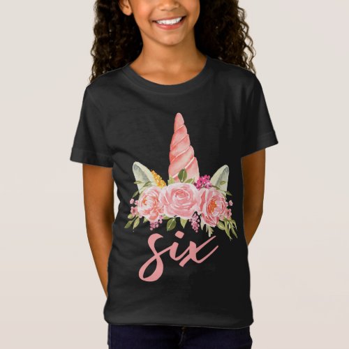 6 Years Old Birthday Girl Gift Unicorn 6th Birthda T_Shirt
