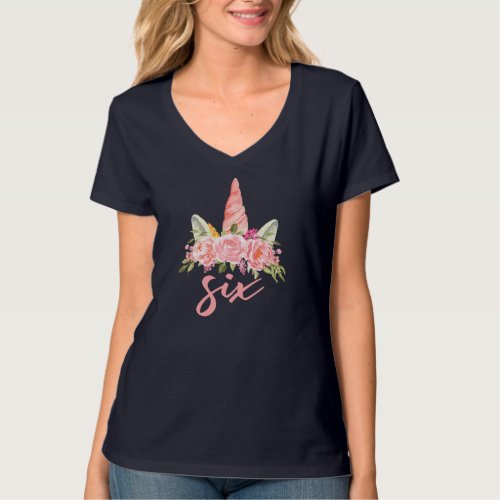 6 Years Old Birthday Girl Gift Unicorn 6th Birthda T_Shirt