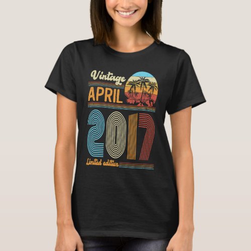 6 Years Old Birthday  Vintage April 2017 Girls Boy T_Shirt