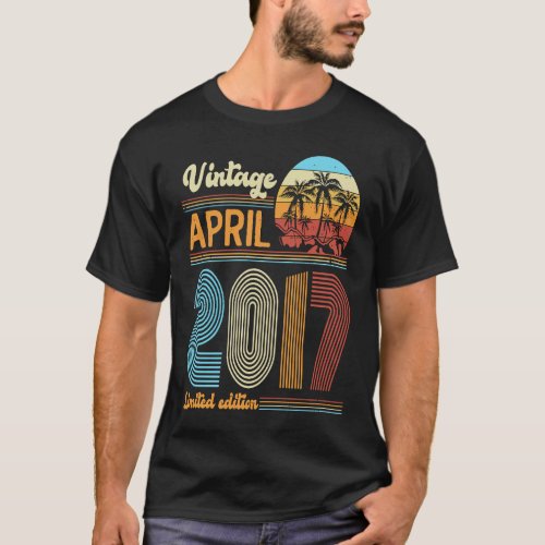 6 Years Old Birthday  Vintage April 2017 Girls Boy T_Shirt