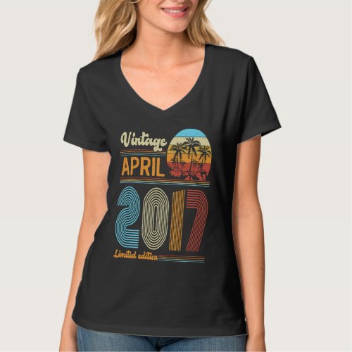 6 Years Old Birthday  Vintage April 2017 Girls Boy T_Shirt