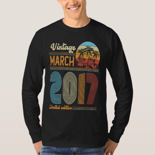 6 Years Old Birthday  Vintage March 2017 Girls Boy T_Shirt