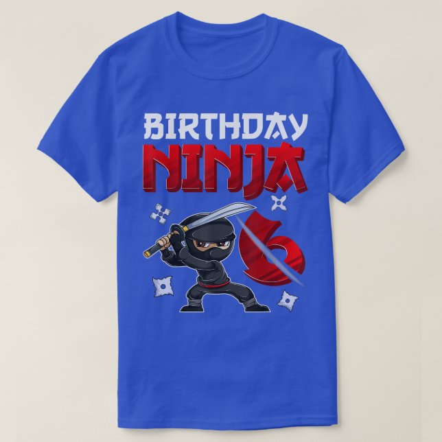 6 Years Old Boy Birthday Tee, Birthday Ninja Boy  T-Shirt (Design Front)