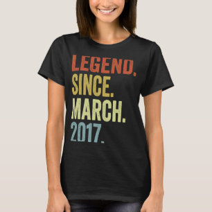 6 Years Old Boy Legend Since March 2017 6th Birthd T-Shirt