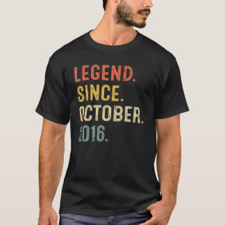6 Years Old Gift Legend Since October 2016 6th Bir T-Shirt